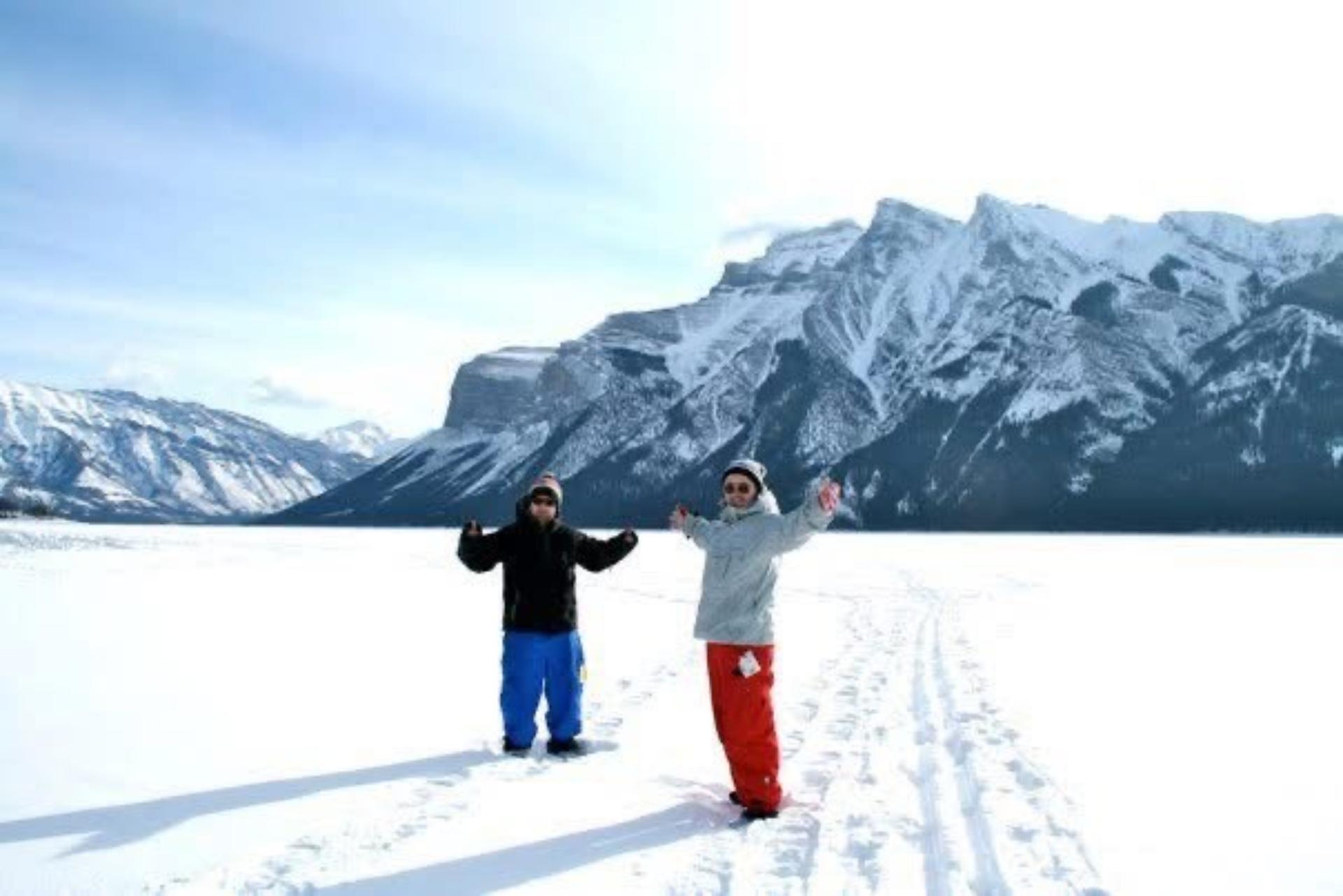 Andy & Chris on Minewanka Lake on route to Kicking Horse Andy & Chris on Minewanka Lake on route to Kicking Horse
