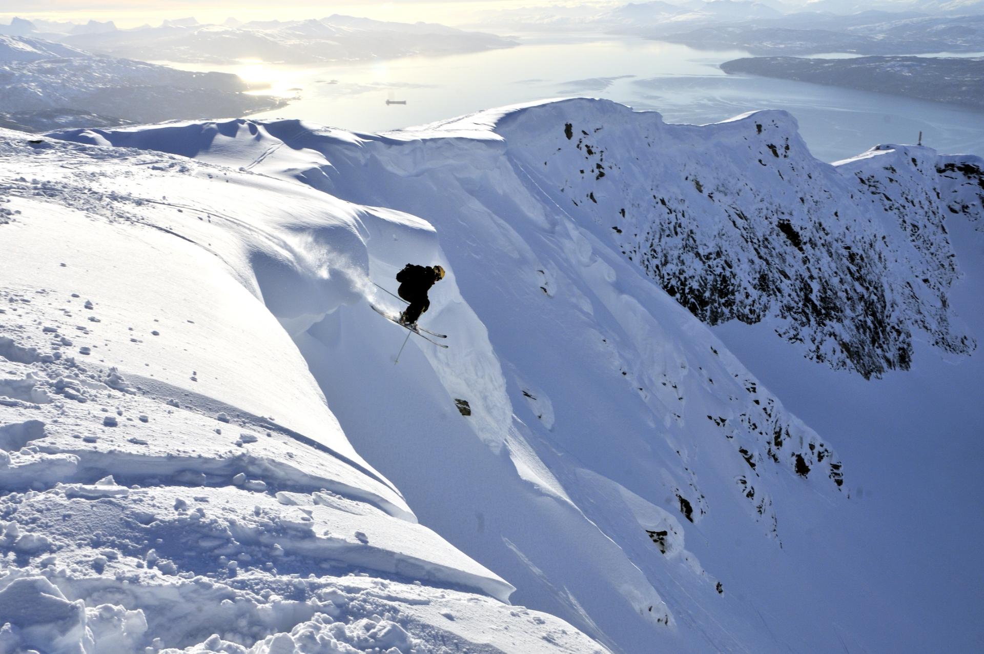 Expect boundless off-piste terrain and breath taking views in Narvik, Norway © KjellGKarlsen Expect boundless off-piste terrain and breath taking views in Narvik, Norway © KjellGKarlsen
