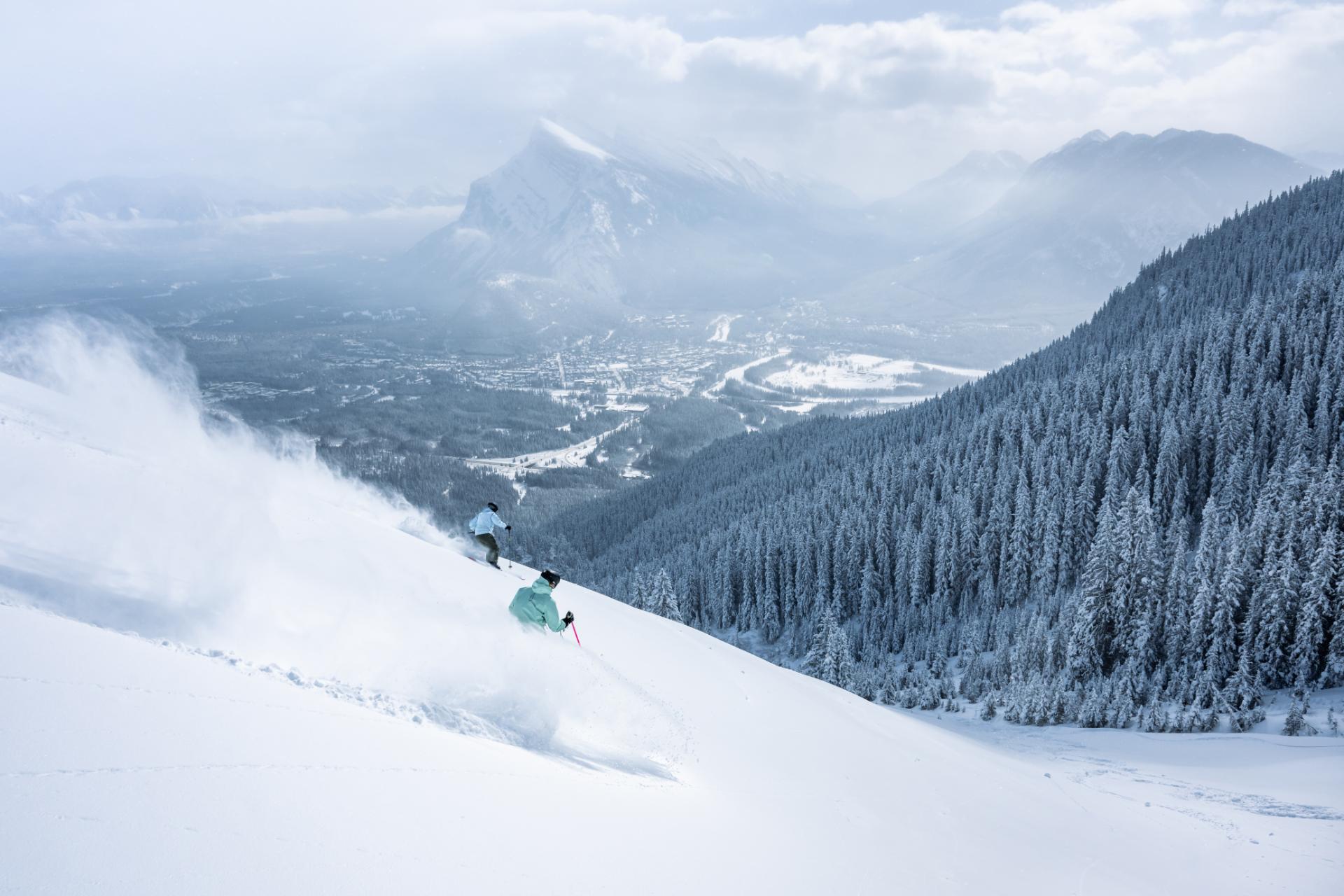 Bouncing down powder in Mt. Norquay Bouncing down powder in Mt. Norquay