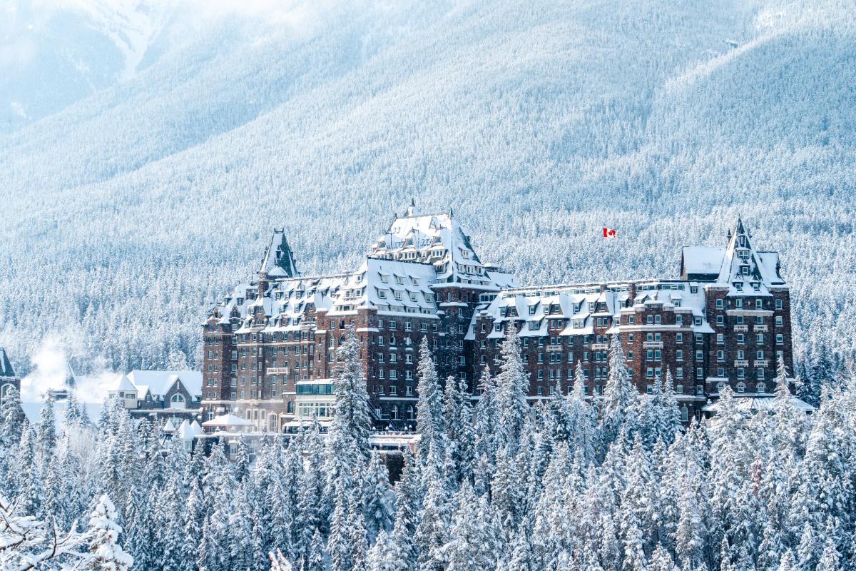 Snow covered Fairmont Banff Springs Snow covered Fairmont Banff Springs